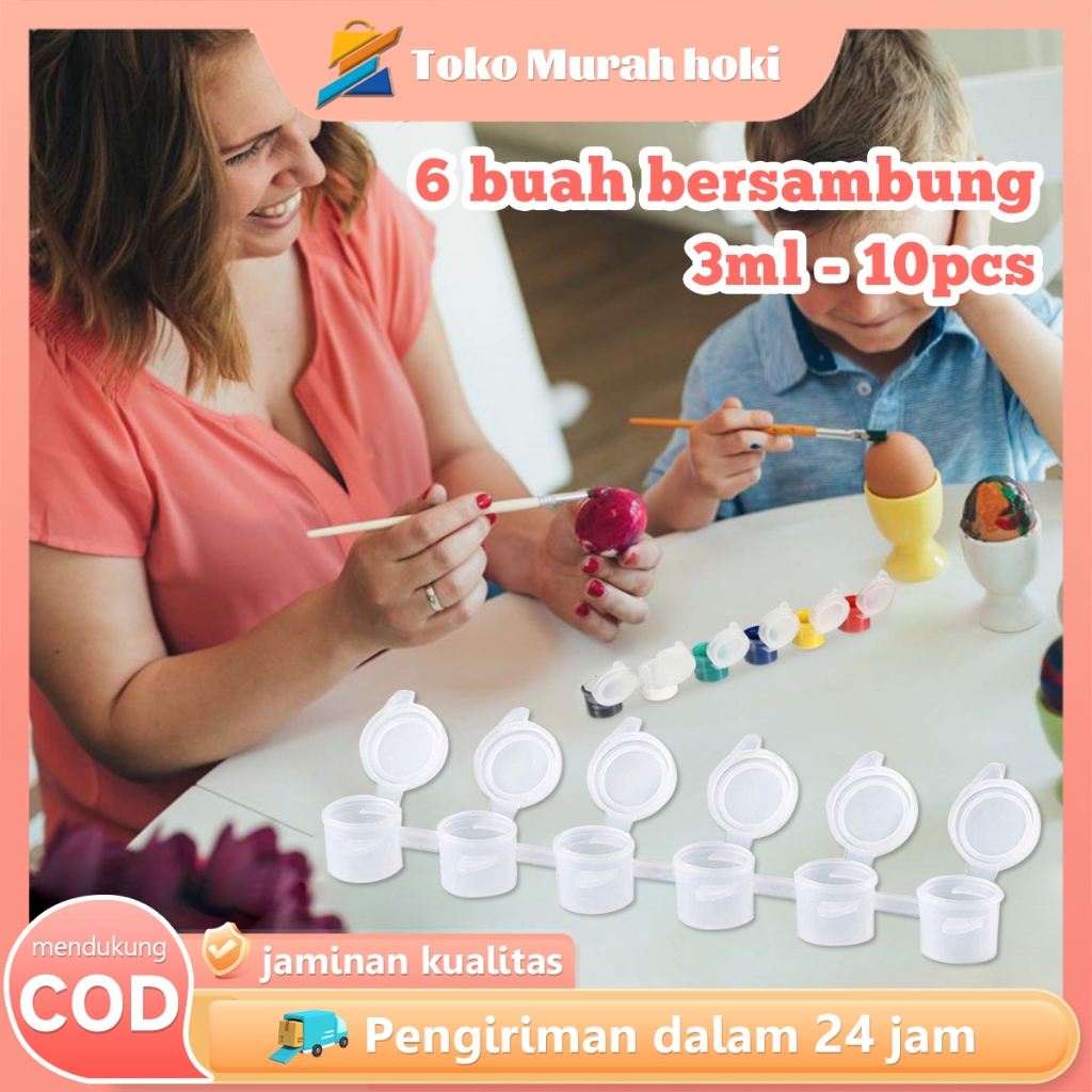 

10pcs Pot Cat 3ml x 6cup Tempat Cat Akrilik Wadah Cat Air Dan Akrilik Empty Paint Cups