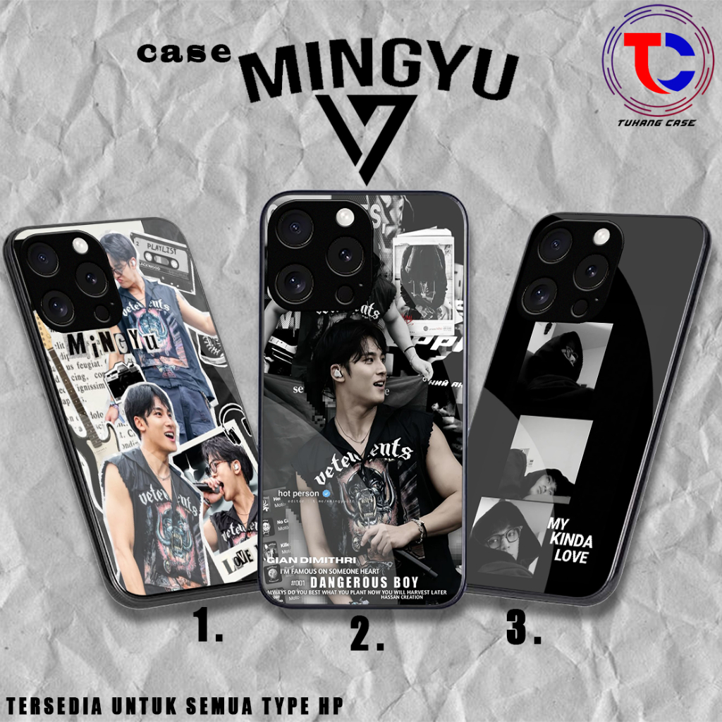 Softcase Glass Mingyu  - Softcase Glossy - Softcase Kaca  Iphone samsung xiaomi redmi oppo itel vivo