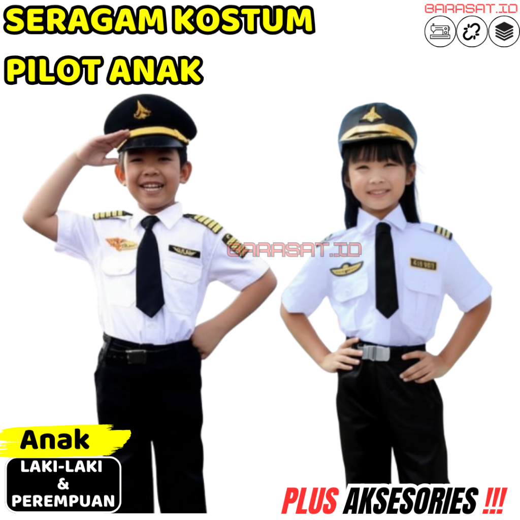 Baju Kostum Profesi Anak Pilot Laki Laki TK SD baju pilot anak  kostum pilot anak