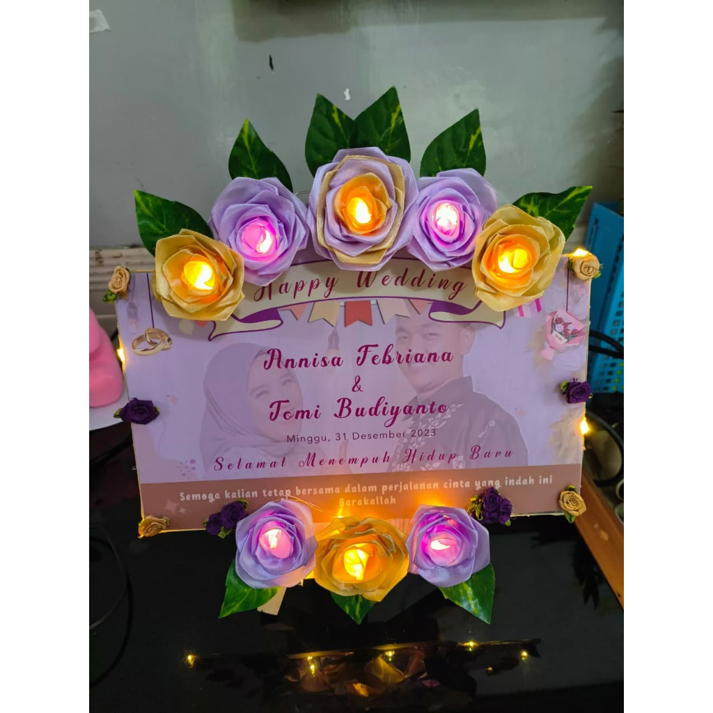 Karangan Bunga Mini Akrilik Custom Ucapan Ulang Tahun Wisuda Anniversary Pernikahan