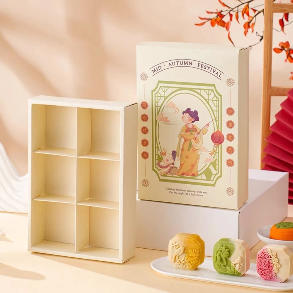 

3 Set Kardus Mooncake 50 75gram Kotak Kue Bulan Perayaan Musim Gugur Box Moon Cake Motif Perempuan Elegan Festival Mid Autumn
