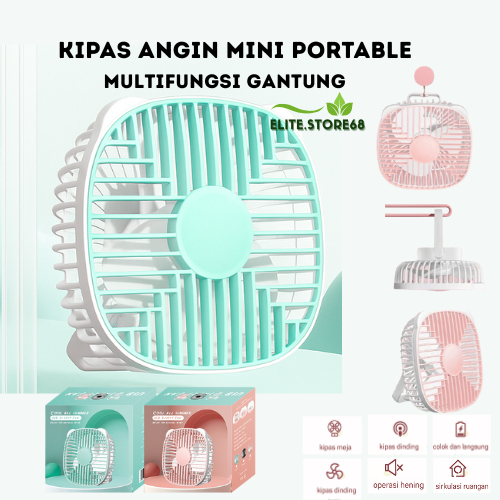 Kipas Angin Mini Gantung Recharge USB Kipas Mini Portable Duduk/Kipas Gantung Meja Tembok Multifungs