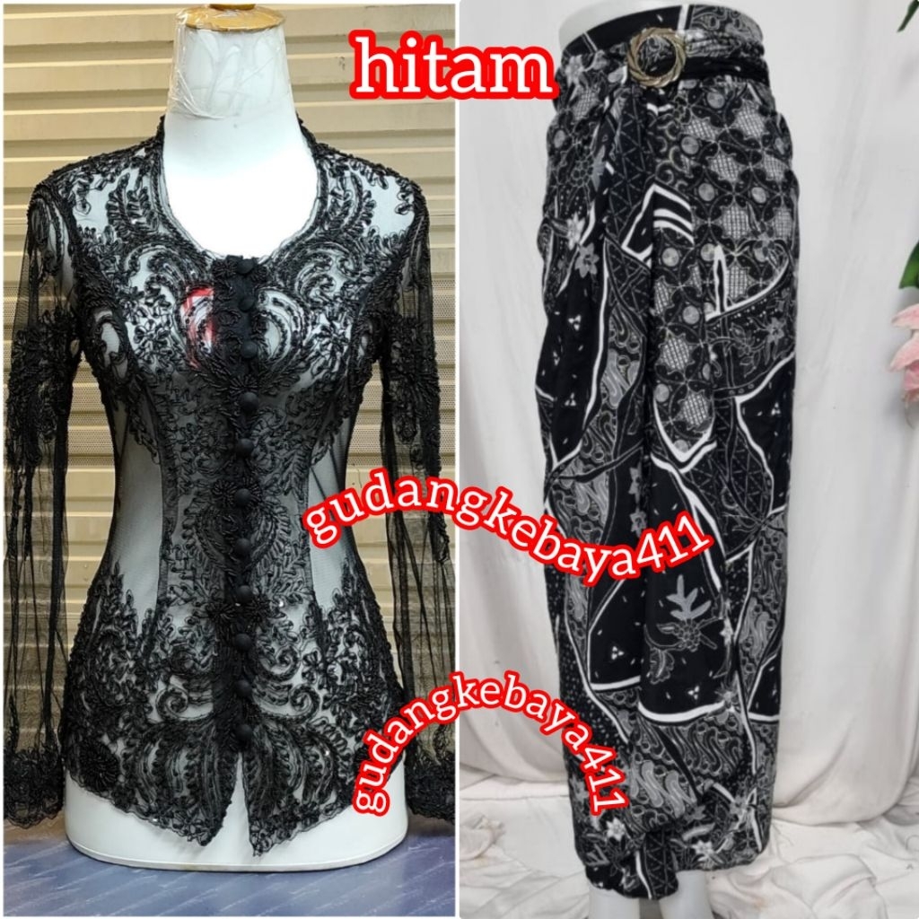 setelan panjang payet kerah sunda/baju payet pesta