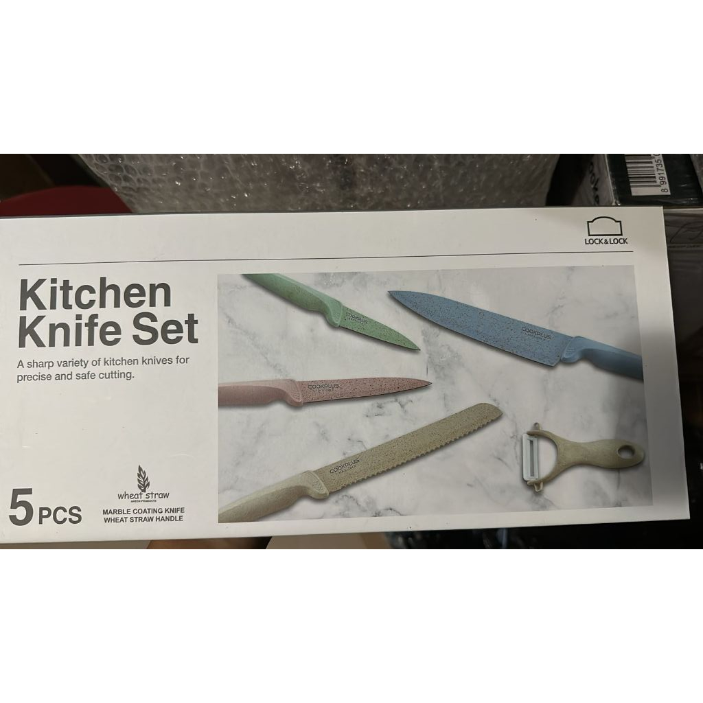 Pisau Dapur Set Lock and Lock ORIGINAL 5pcs Knife Set Pastel Gift