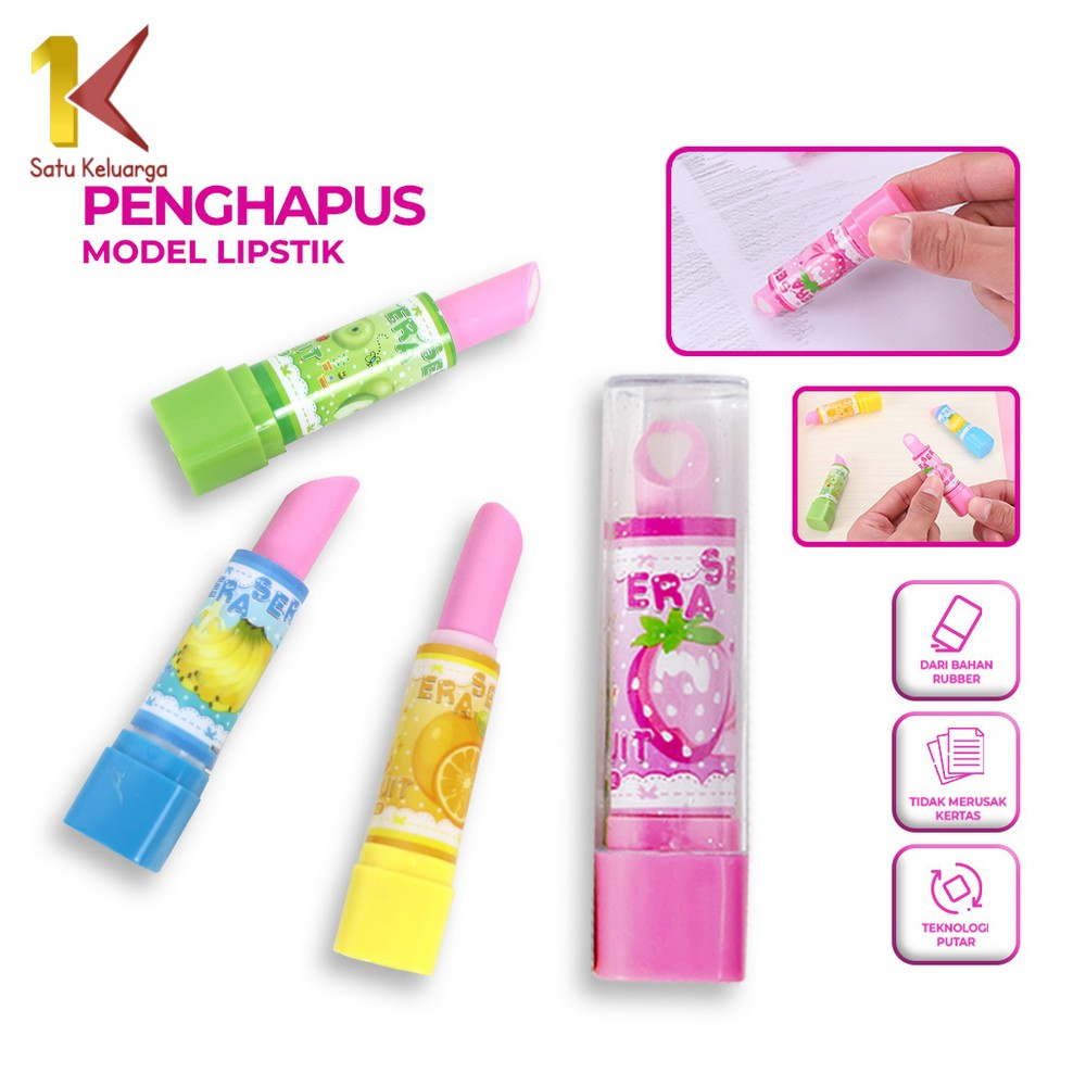 

EC Satu Keluarga Penghapus Model Lipstik Karakter Buah Random A70 Eraser Fruits Penghapus Pensil Buah Warna Warni Lucu