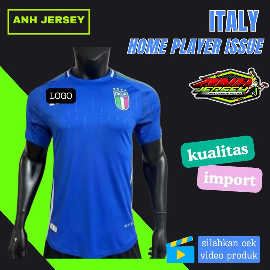 (PLAYER ISSUE) JERSEY BAJU BOLA (ITALY) ITALI HOME AWAY 2024 2025