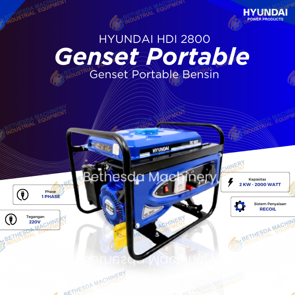 Mesin Portable genset 2000Watt hyundai 1phase