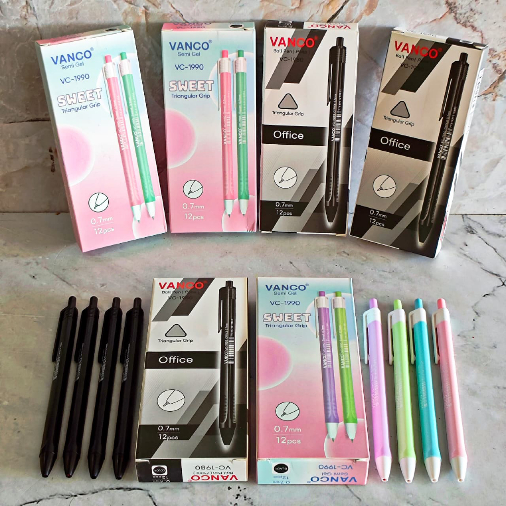 

SELUSIN ( 12 PCS ) Pulpen Cetekan Segitiga Vanco VC-1980 / VC-1990 0.7mm