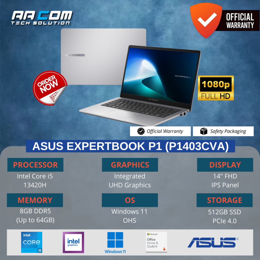 ASUS EXPERTBOOK P1403CVA i5 13420H 8GB 512GB SSD 14"FHD W11 OHS