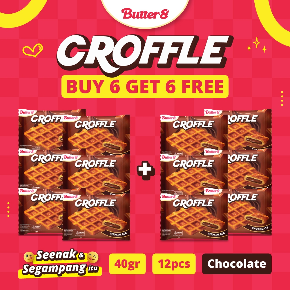 

[ BUTTER8 ] BELI 6 pcs GRATIS 6 pcs Croffle Chocolate Snack Premium Kekinian Ready to Eat 40gr
