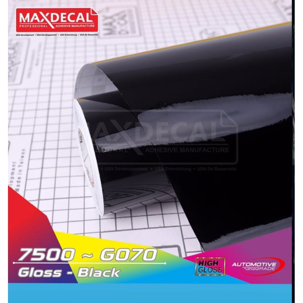 (ROLL) MAXDECAL 7500 - G 070 SKOTLET MAXDECAL HITAM GLOSSY (BLACK GLOSS)