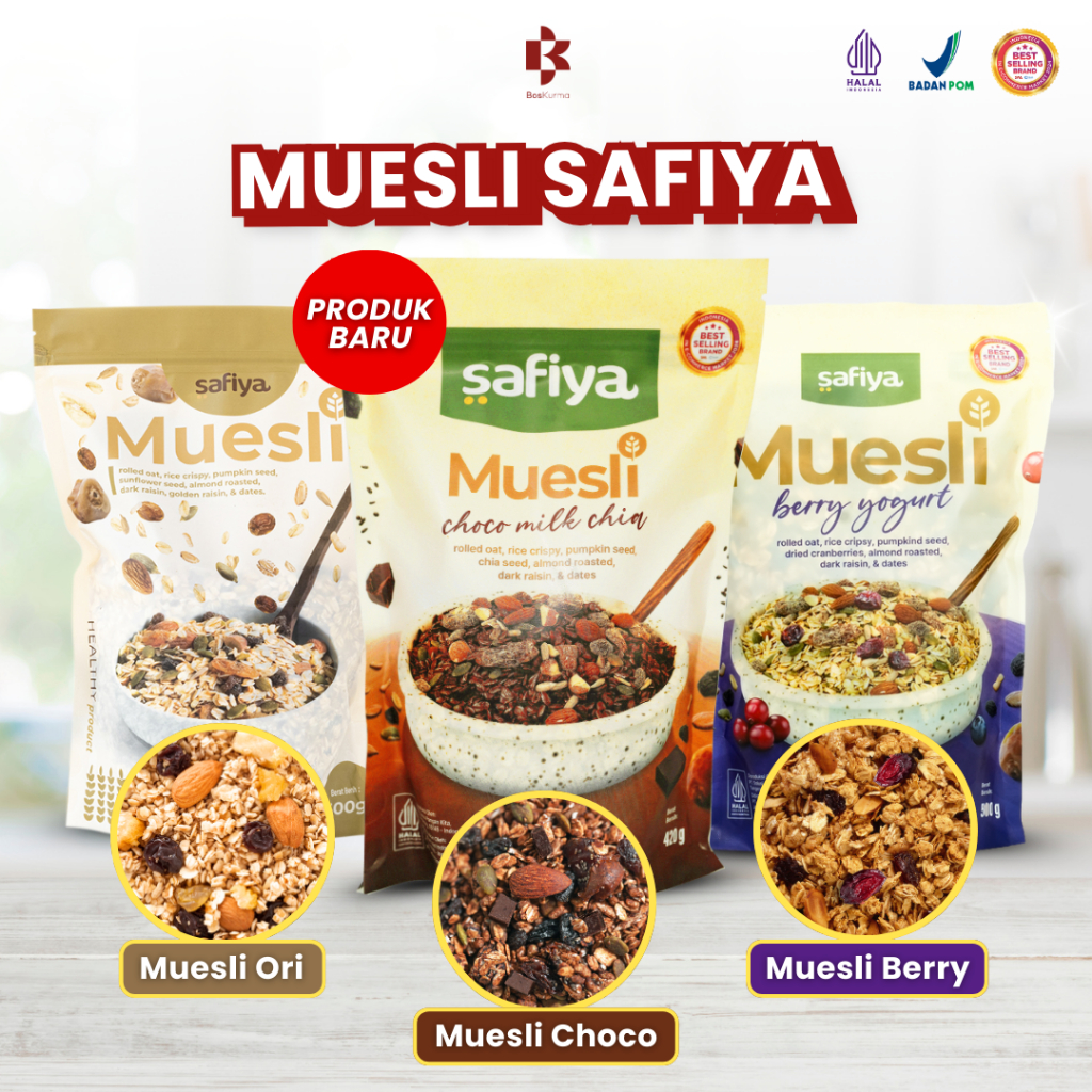 

Muesli Safiya 1 Kg - Muesli Berry Yogurt Oatmeal Sereal Sarapan Cemilan Diet Muesli Safiya