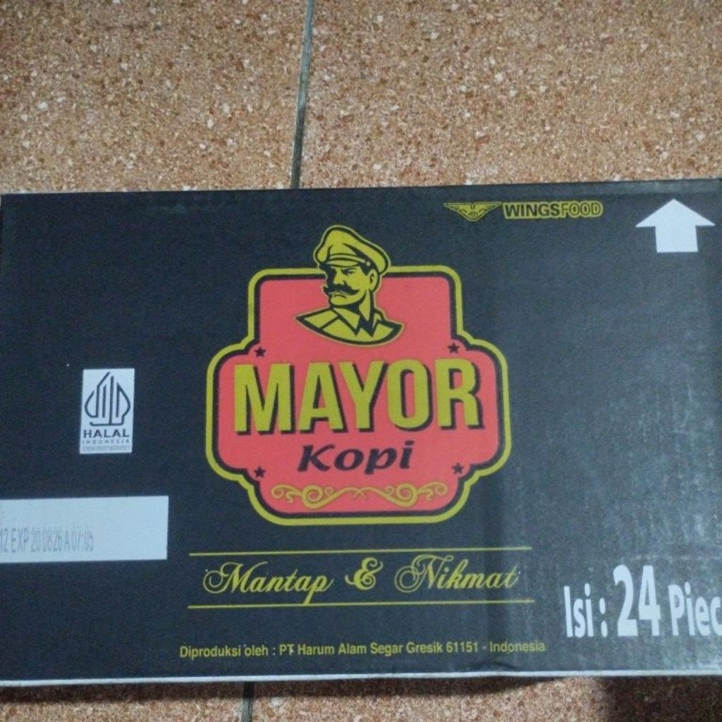 

Kopi mayor 1Karton & setengah karton isi 24Pcs & 12Pcs kemasan 120gram mantab harum & nikmat.