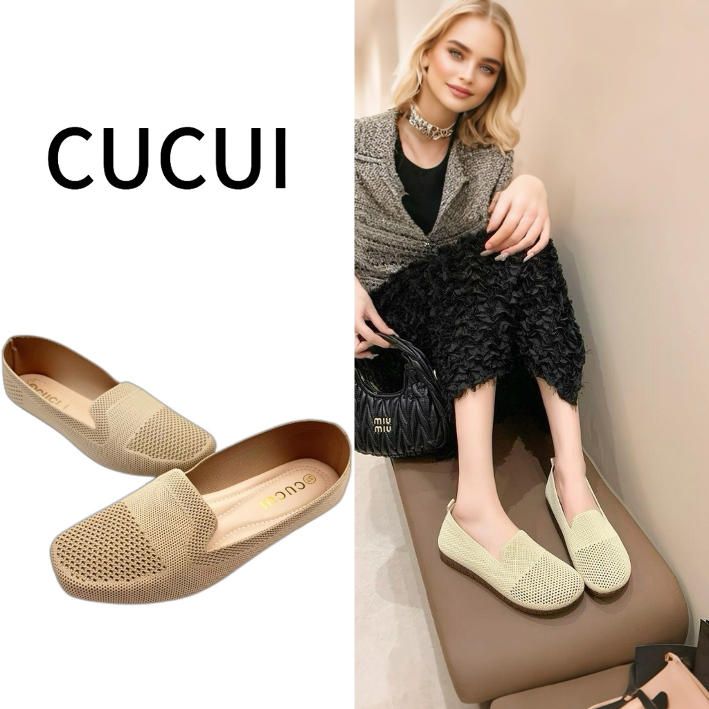 CUCUI- Sepatu Slip On /Flat Shoes Brokat/Sepatu wanita flatshoes wanita santai terbaru 2025 Sandal w