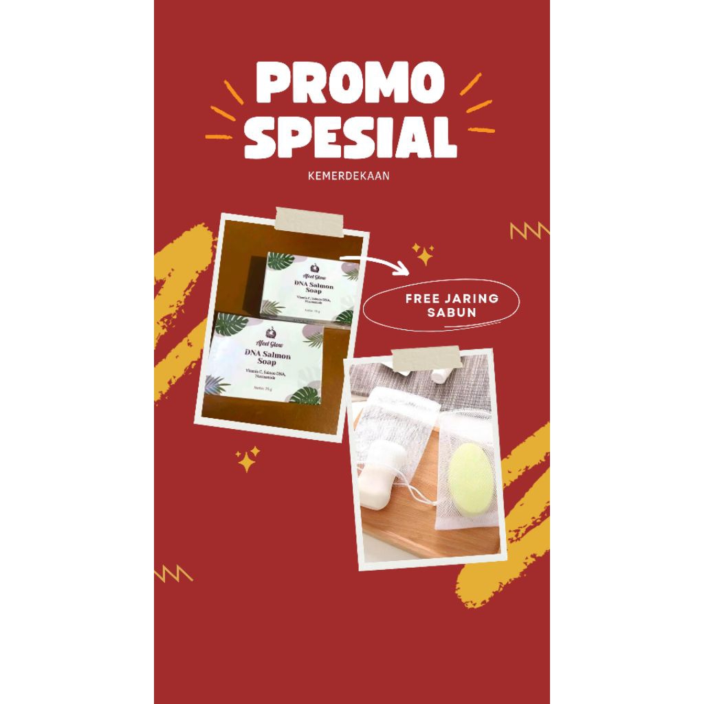 AFEEL GLOW SABUN WAJAH GLOWING DNA SALMON Nanti bonus jaring sabun