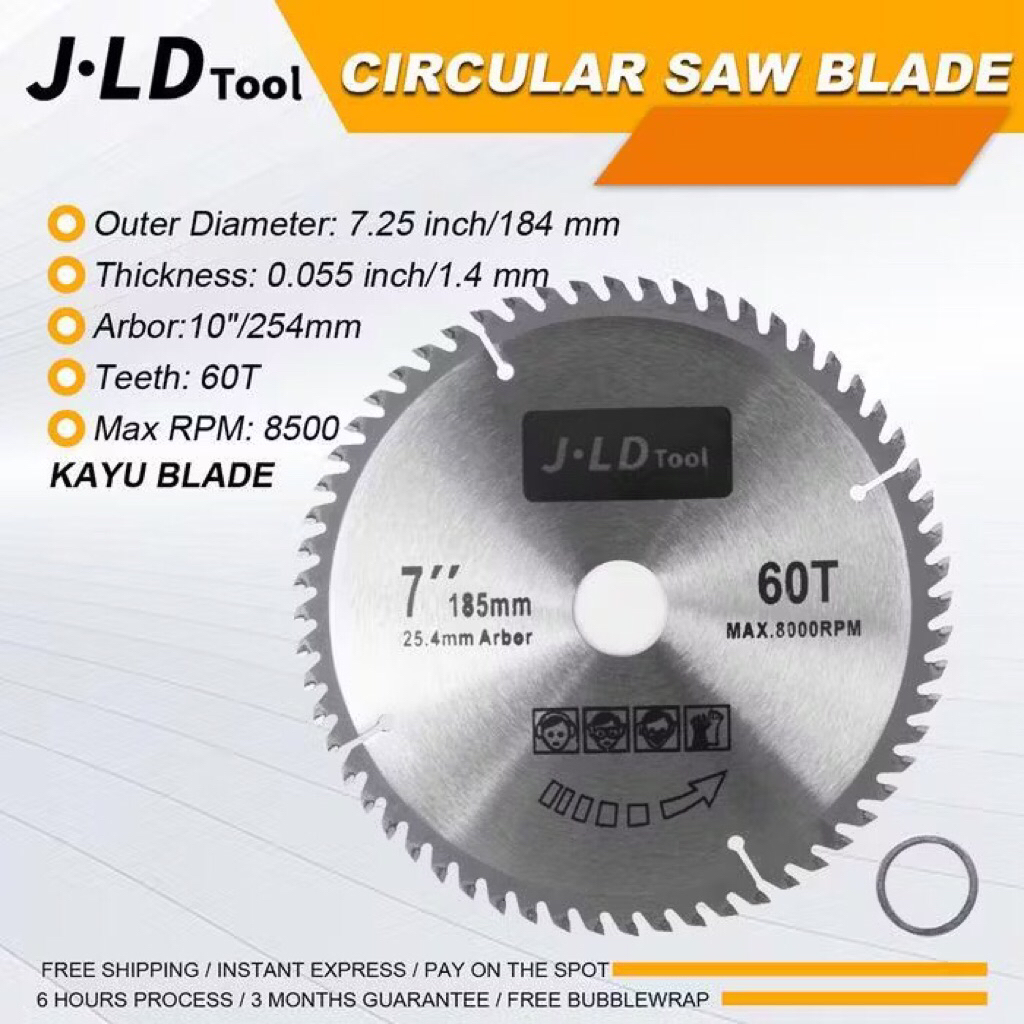 JLD 185mm Circular Saw Blade 7Inch 60T Mata Gerinda Potong Kayu / Mata Gerinda Potong Kayu 7 Inch