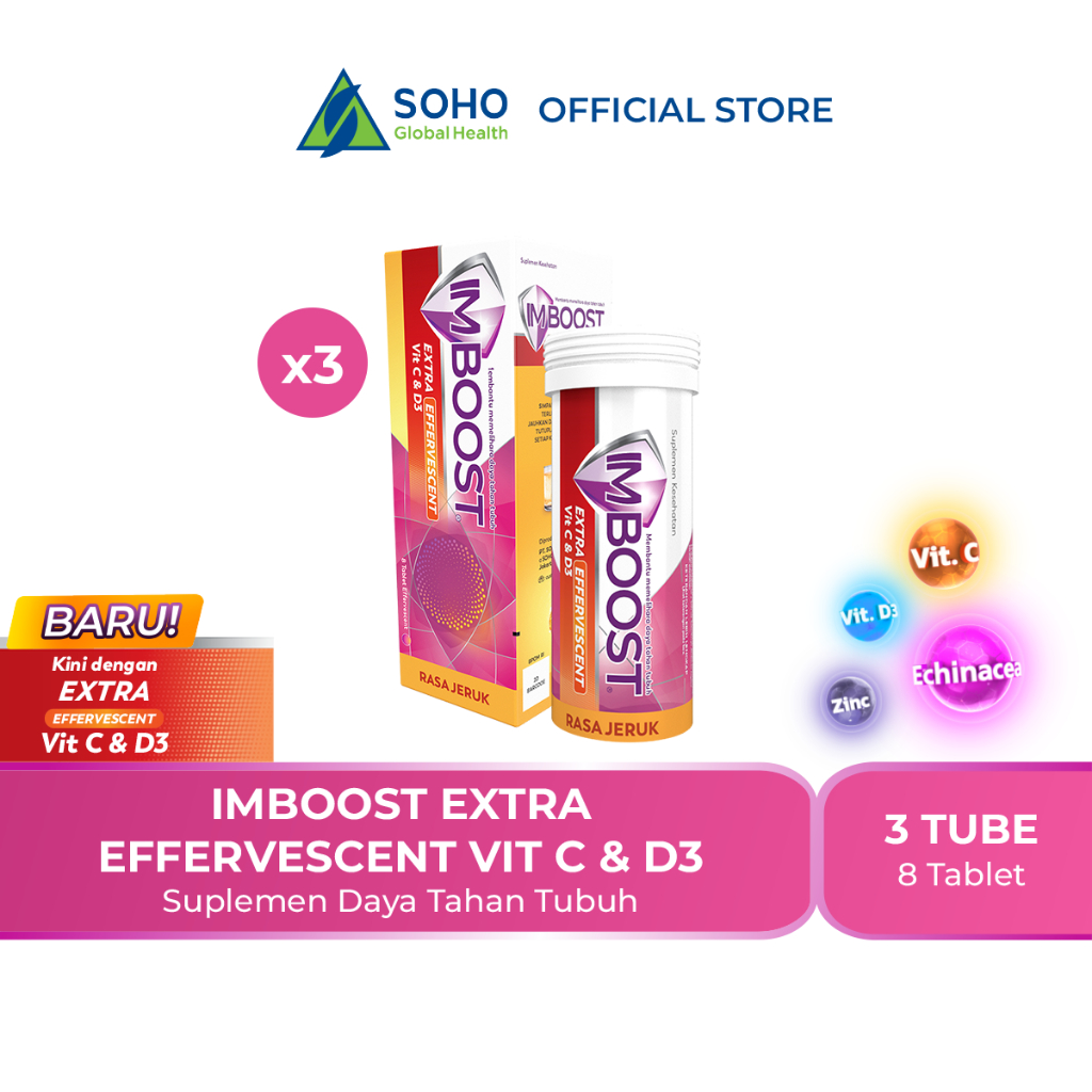 Imboost Effervescent With Vitamin C - 1 Tube @8 Tablet-Paket isi 3