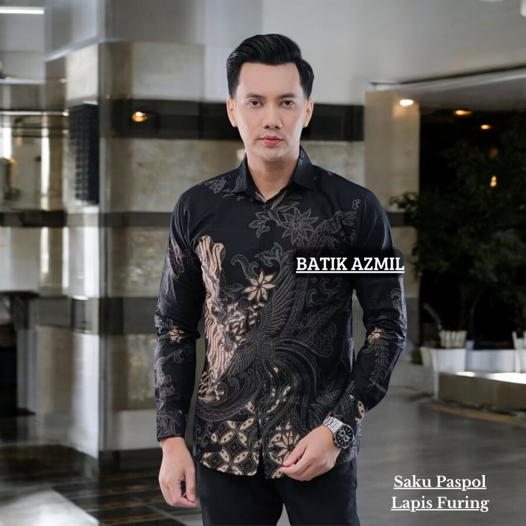 FURING- Kemeja Batik Pria Modern Lengan Panjang Casual Modis Slim Fit Trendy Masa Kini OL 162