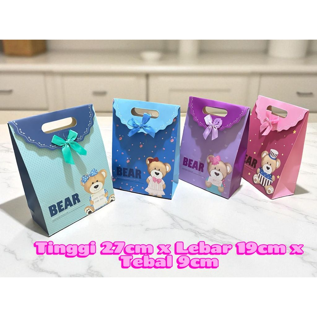 

TERMURAH Premium Paperbag Karakter Beruang Lucu Mewah / Tas Kado Wedding / Kantong Tenteng Untuk Hadiah Tas Gift