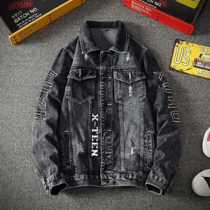 Jaket Jeans Bordir Hitam Xteen || Jaket Fashion Pria Distro