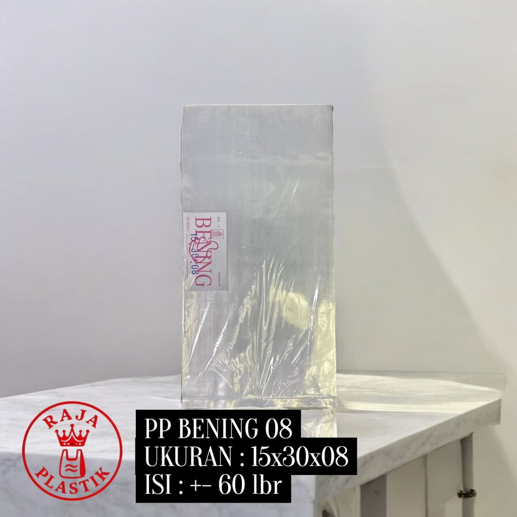 Plastik PP Bening 08 Micron Kemasan Makanan / Packing Barang Tebal Transparan Food Grade | Isi 500 g