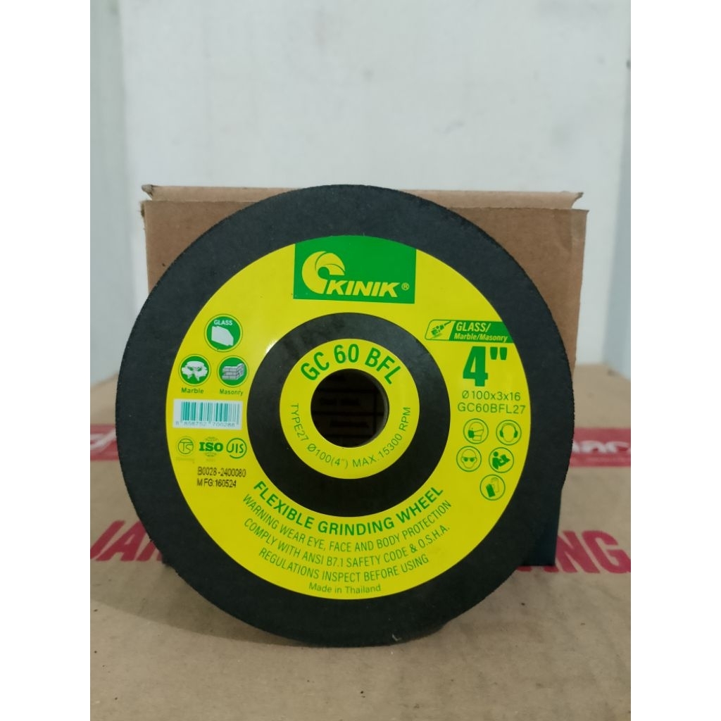 Kinik Batu Gurinda Flexible/Kinik 4" Inchi GC 60 Batu Gurinda Poles Glass