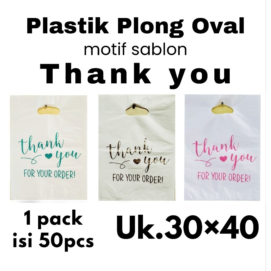 

50pcs kantong plastik PE putih uk.30×40 motif sablon thank you 1 | plastik packing | plastik online shop | motif sablon thank you
