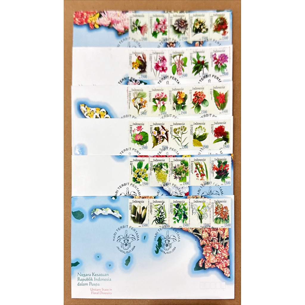 

PRANGKO INDONESIA 2004 SHP FLORA NKRI TERDIRI DARI 6 SAMPUL COMPLIT SET MINT.