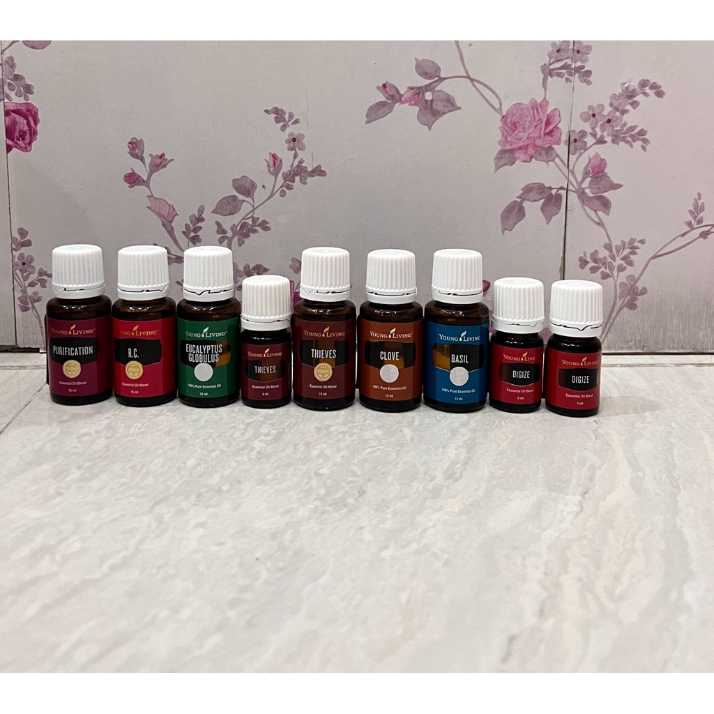 Young Living Essential Oil YLEO RC, Thieves, Purification, Clove, Eucalyptus globulus, basil, digize