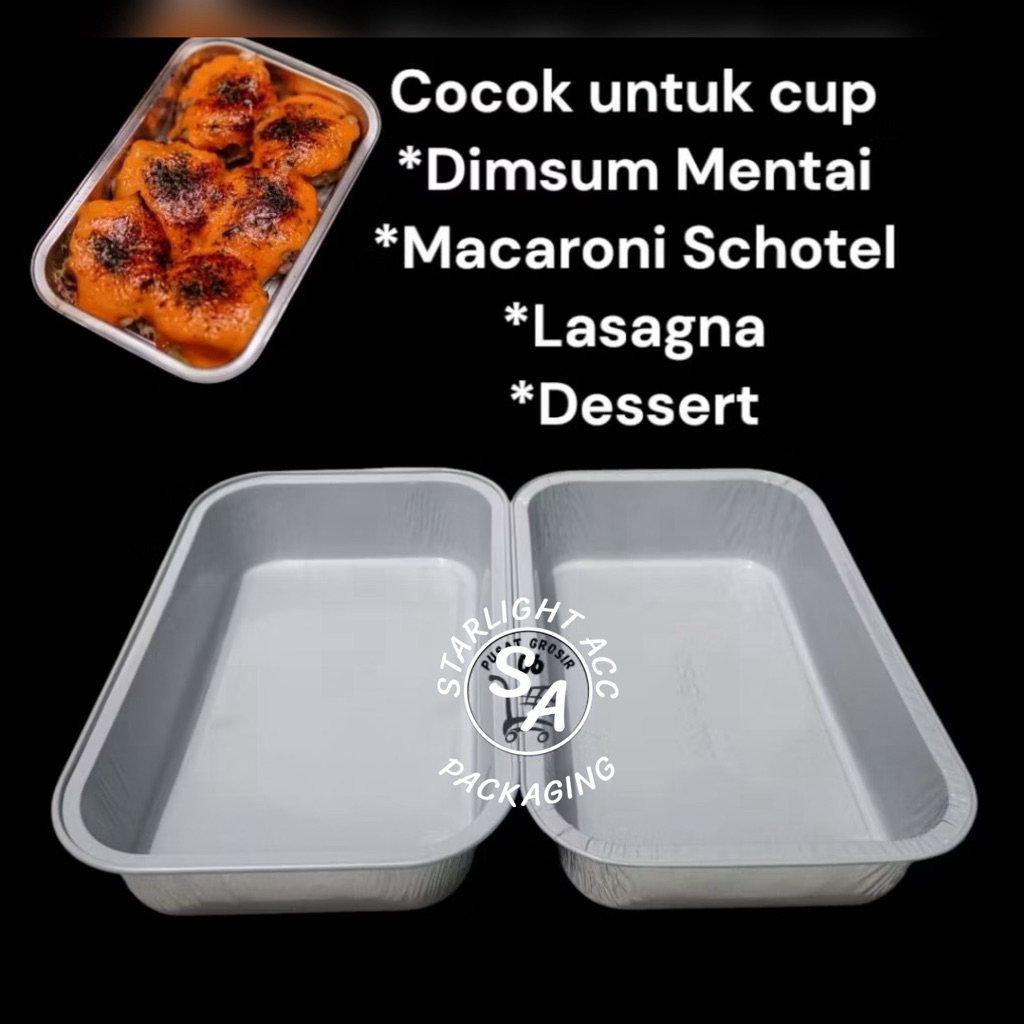 WADAH ALUMINIUM TRAY AX-350 + TUTUP [ UNTUK DIMSUM MENTAI ISI 6 PCS SAMPAI 8 PCS ] , WADAH ALUMINIUM