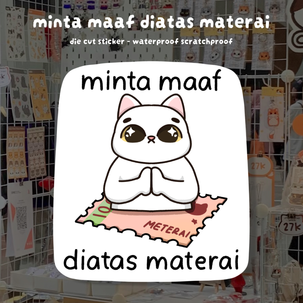 

minta maaf sticker meme kucing / sticker anti air - cacaastudio