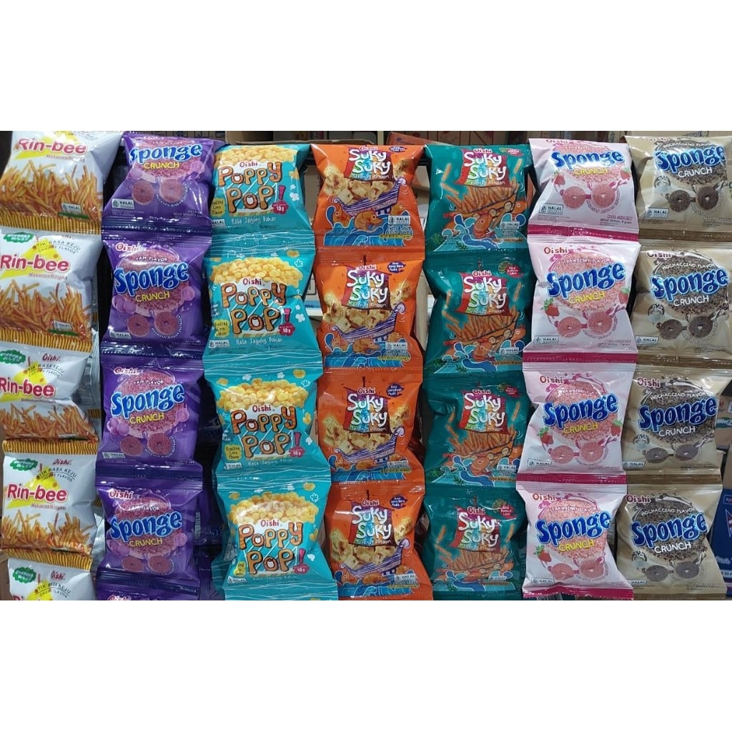 

( 1 RENCENG 10PCS ) Piattos / Taro / Chuba / Oishi Sponge / Garuda / Momogi