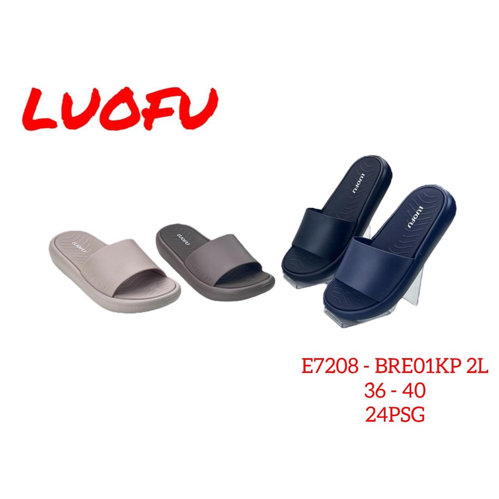 LUOFU - Sandal Selop Wanita Karet Polos Ringan Empuk E7208 - BR2L - LUOFU WANITA