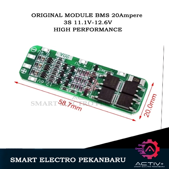 ORIGINAL BMS 3S 11.1V - 12.6V 20A MODUL 20AMPERE Li-ion Lithium Battery Charger Lion 18650 MODULE CA