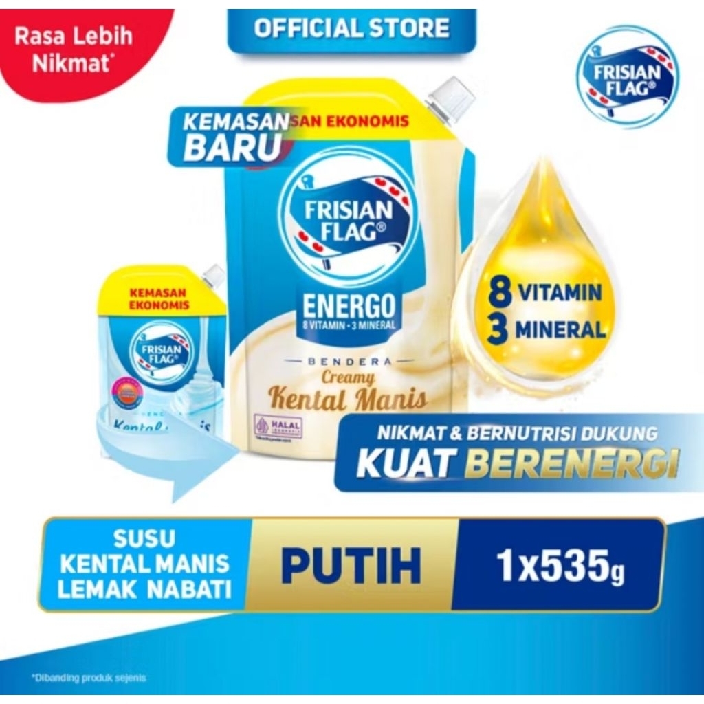 

FRISIAN FLAG Susu Kental Manis Putih 535gr (exp Maret 26)