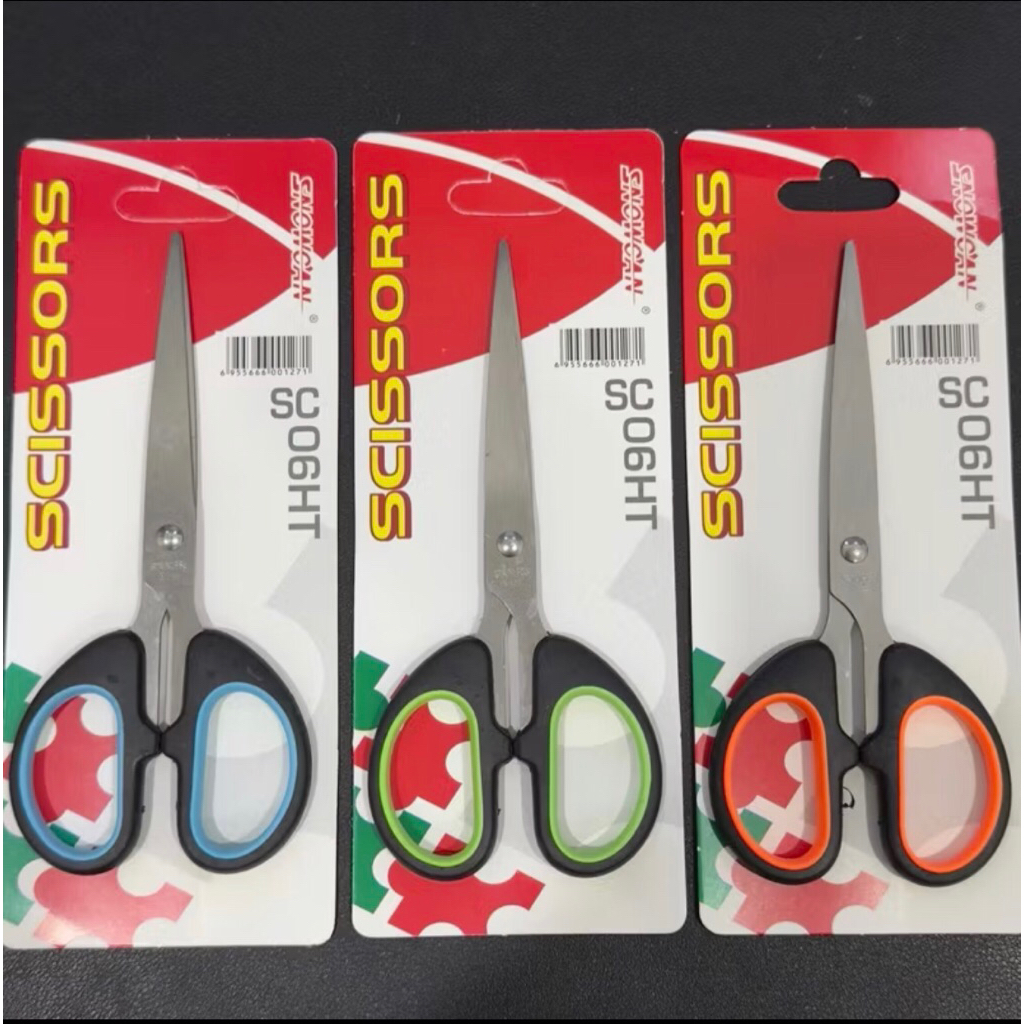 

SNOWCAN Gunting kain 6” inci SEDANG ( HARGA 1buah ) Gunting kertas 15cm Gunting stainless steel gg pvc 6” inc gagang plastik cloth scissors paper 6 inci pruning