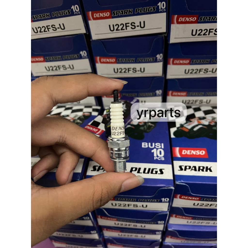 Busi Denso U22fs-U 1 kotak isi 10 pcs untuk motor Mio,grand,Supra, Shogun, Smash