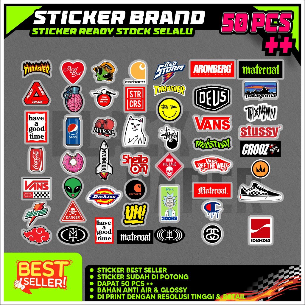 

Stiker Brand 50 lembar sudah cutting anti air aesthetic best seller