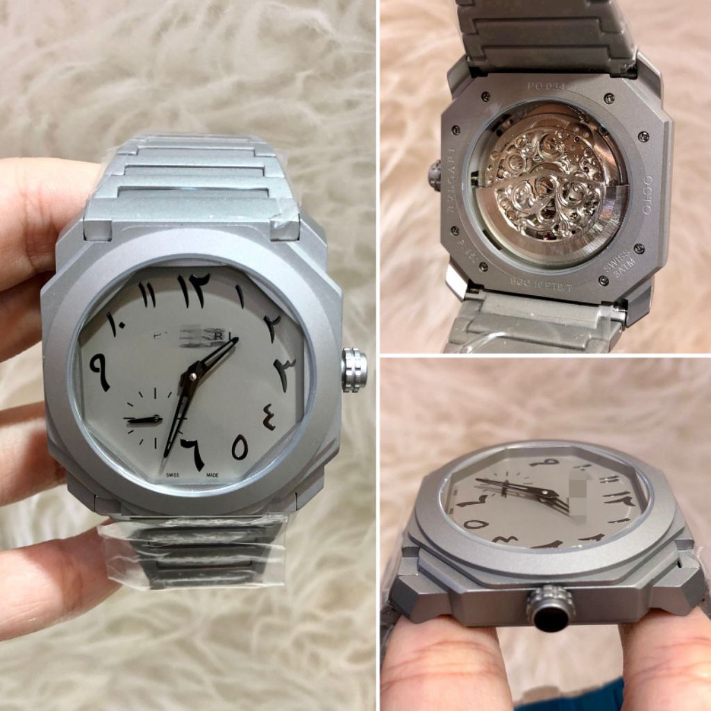 Jam Tangan B U L - gari Octo Tali Rantai Full Stainless Dial Angka Arab Automatic movement Mesin Jep