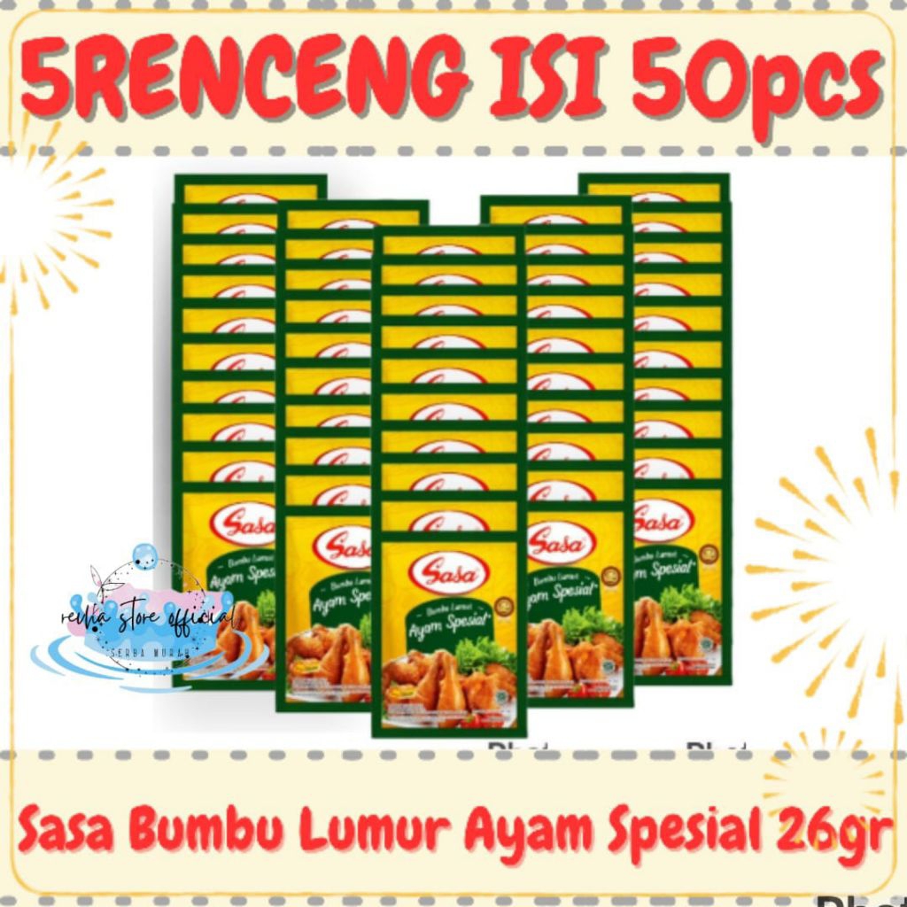 

Sasa Bumbu Ungkep Ayam/ Lumur Ayam Spesial 26gr 5Renceng Isi 50pcs