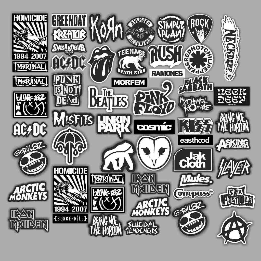 

Sticker Pack Band BW Bahan Vinyil Anti Air Anti Luntur Sticker Laptop Sticker Hp Sticker Koper Sticker Helm