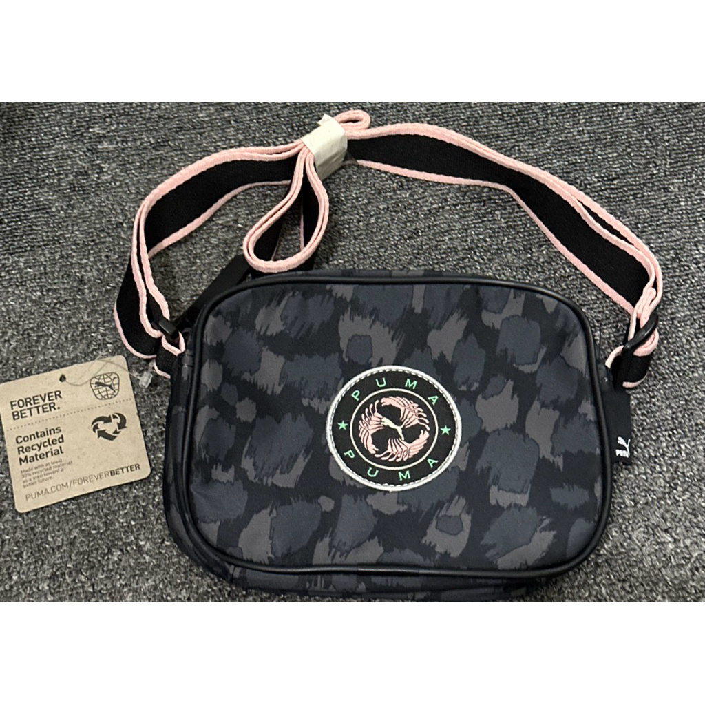 Tas Sling Bag Puma Black Pink Original 100% (Black Mix Soft Pink)