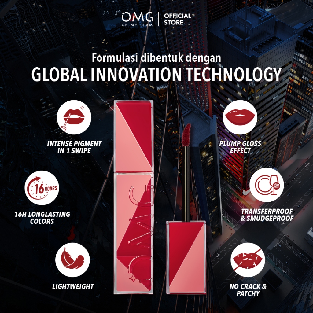 [Bundle Ombre 3in1] OMG OH MY GLAM Paket Ombre Glossy Lips  [Lip Vinyl + Lip Cream + Lip Gloss]  - T