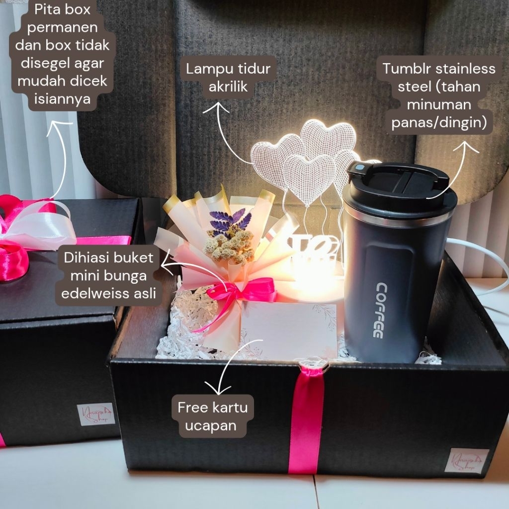 

PAKET LAMPU (A) hampers / Hampers lampu tidur + tumblr stainless steel 500ml / hampers ulang tahun / hampers kado untuk cewek / hampers anniversary / hadiah anniversary / kado wisuda / kado wedding / wedding gift / birthday gift