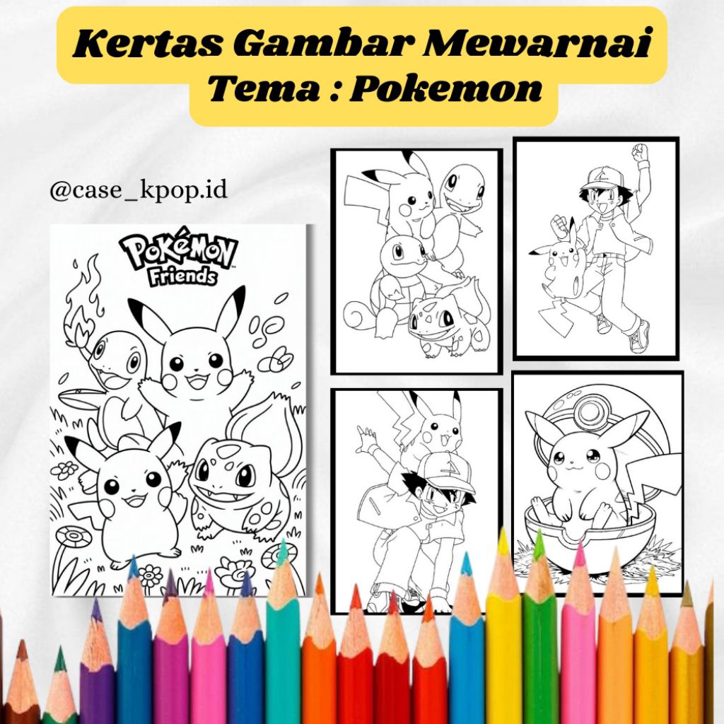 

20 LEMBAR KERTAS MEWARNAI ANAK TEMA POKEMON (READY LANGSUNG KIRIM)