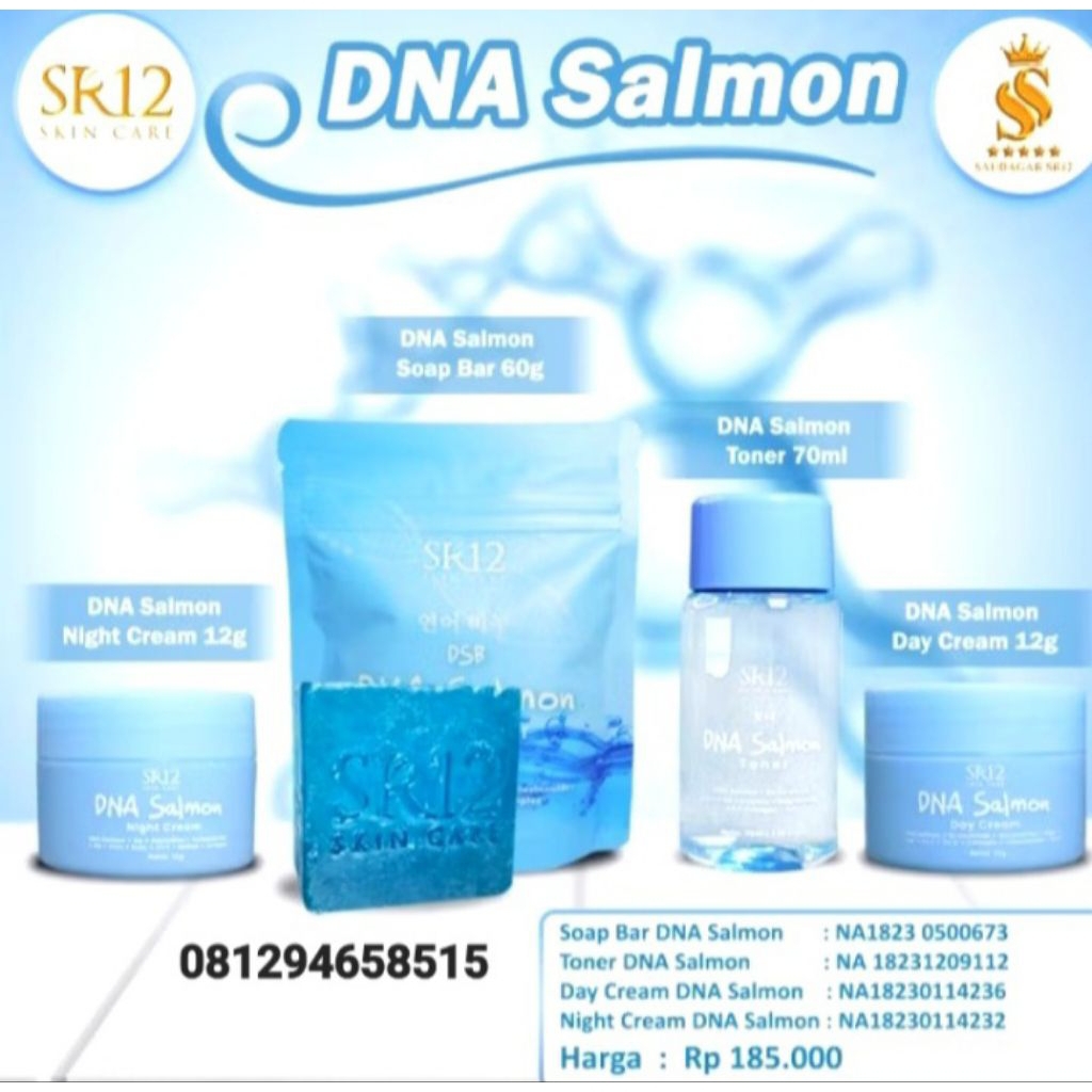 ORI PAKET SKINCARE DNA SALMON SR12|SKINCARE BPOM HALAL | PENCERAH WAJAH