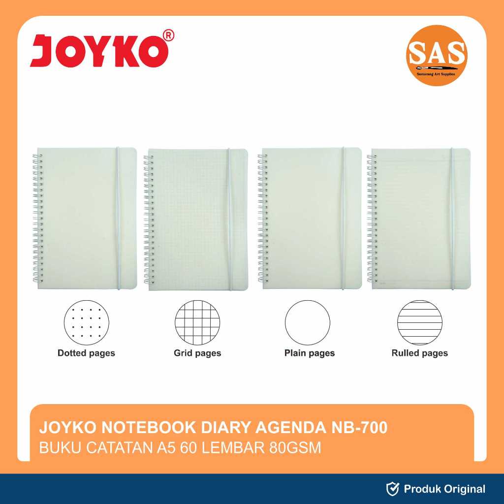 

Joyko A5 Notebook Diary Agenda NB-700 - 60 lembar 80 GSM - DOTTED/GRID/BLANK/RULLED - Buku Catatan - SAS
