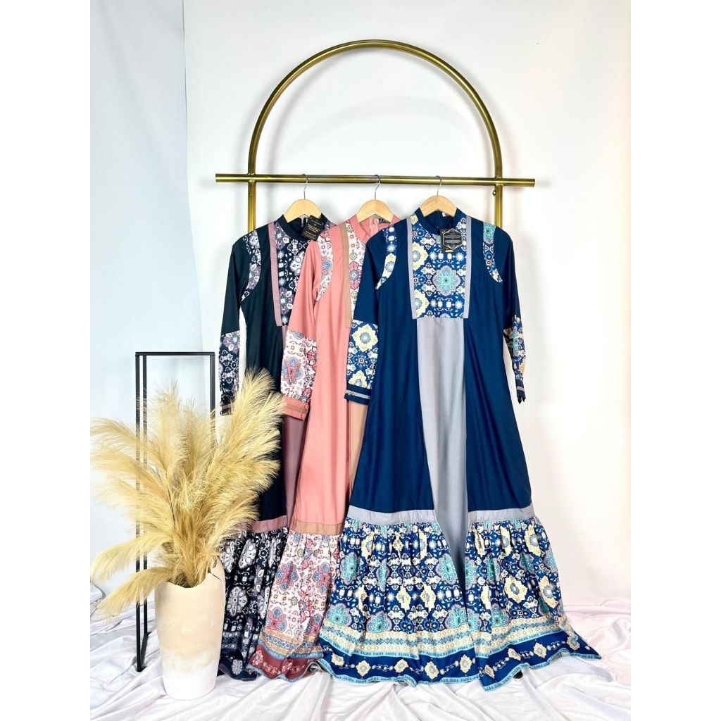 Minara dress by zalifa✔️gamis motif,gamis zalifa