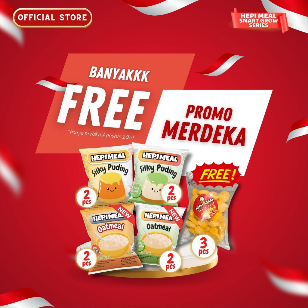 

HEPI MEAL PROMO AMBYAR 4 Puding dan 4 Oatmeal Mangga dan Alpukat DAPATKAN 3 snack puff Hepi Meal