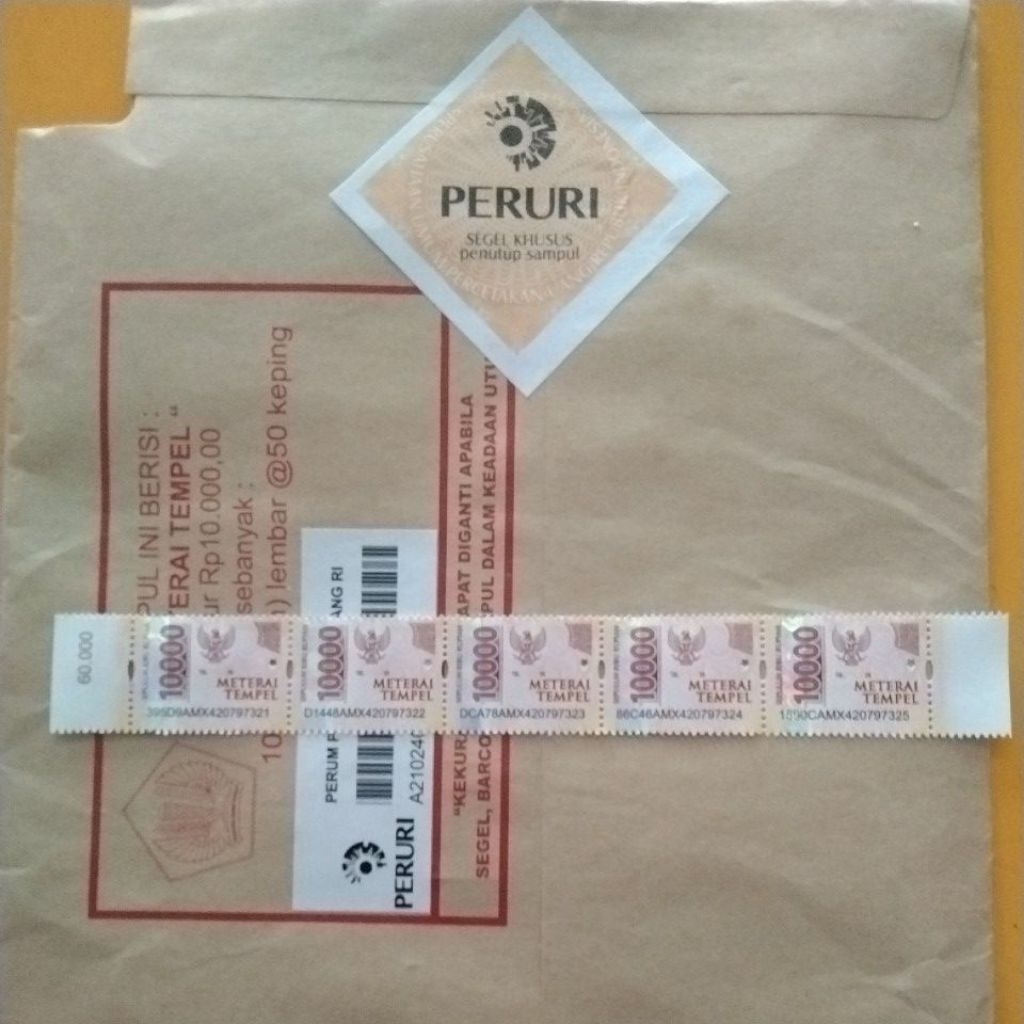

Materai Tempel 10000 Asli Pos Indonesia 5 Keping